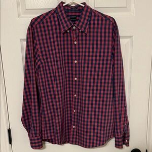 J. Crew Men's Navy and Red Plaid Shirt